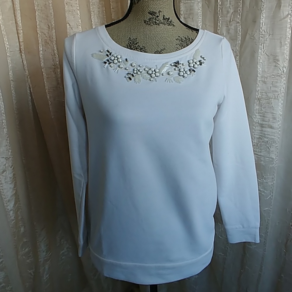 Ann Taylor LOFT Women's Embellished Crewneck Top